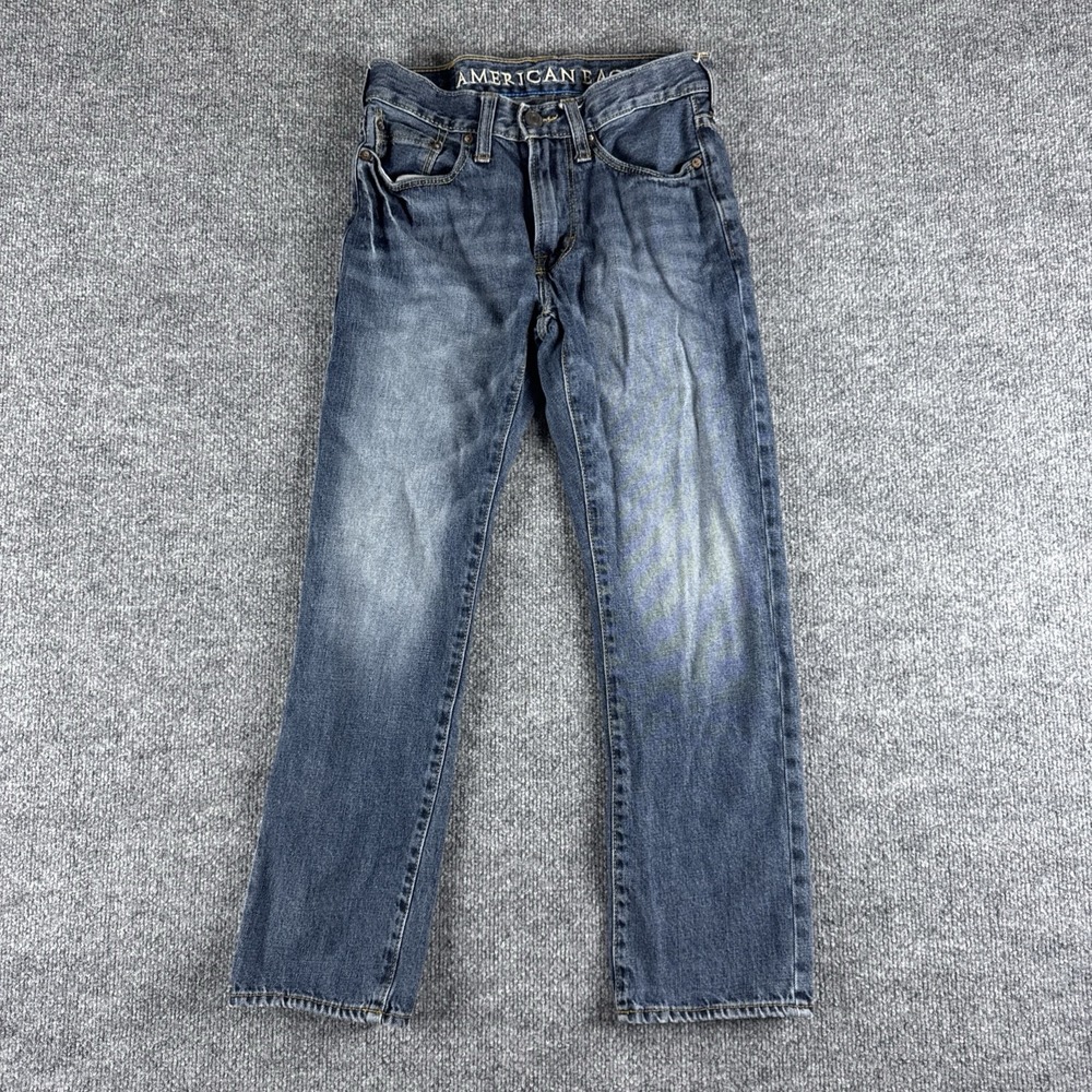 American Eagle Blue Jeans Mens 26x28 Slim Straight Boys Denim Wash Youth